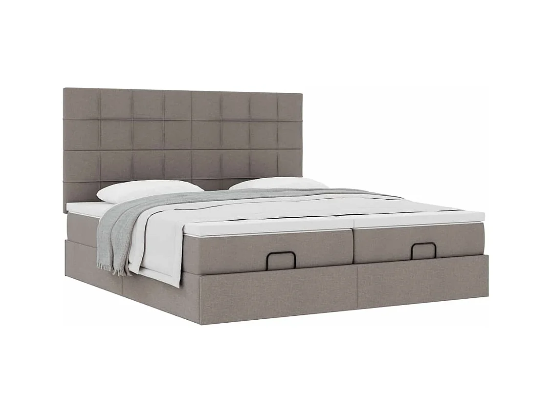 Cadre de lit ottoman avec matelas taupe 200x200cm tissu