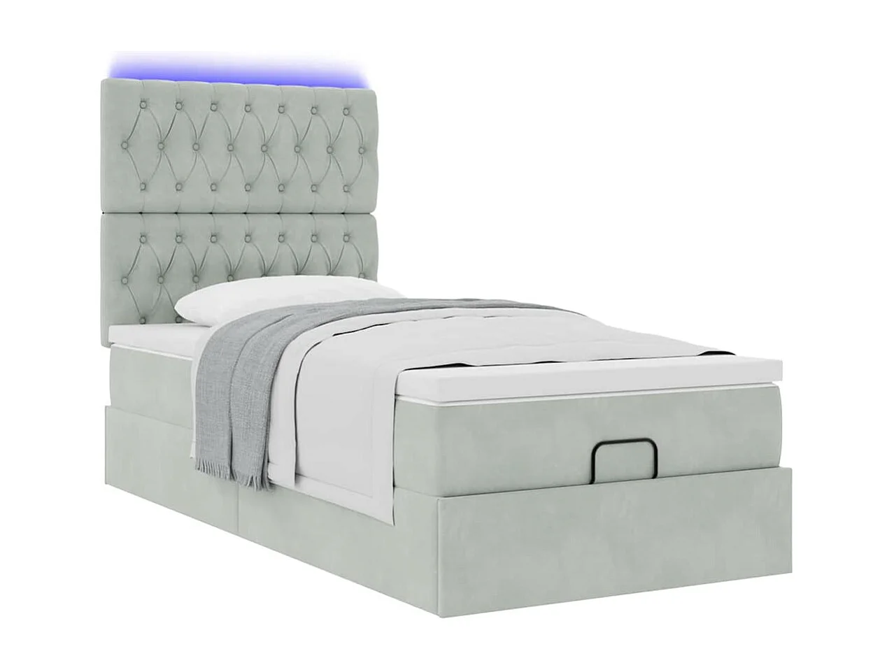 Cadre de lit ottoman avec matelas gris clair 80x200 cm velours