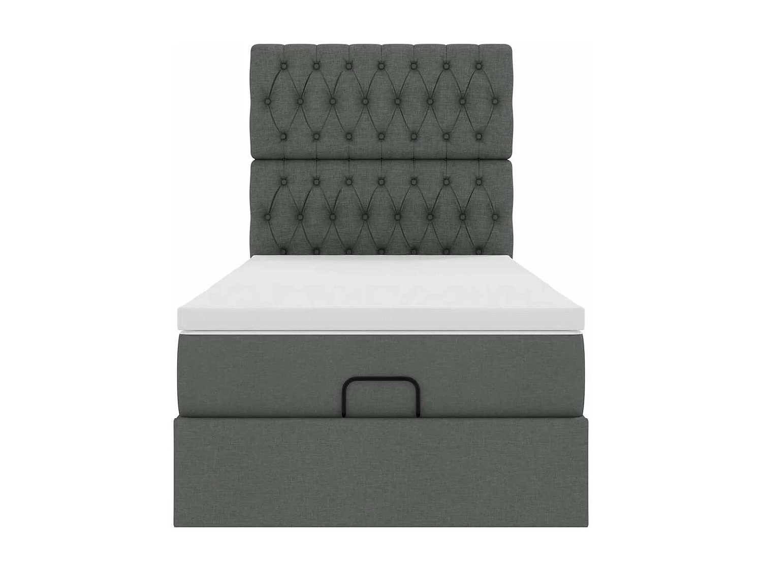 Estrutura cama otomana colchão 90x200 cm tecido cinzento escuro