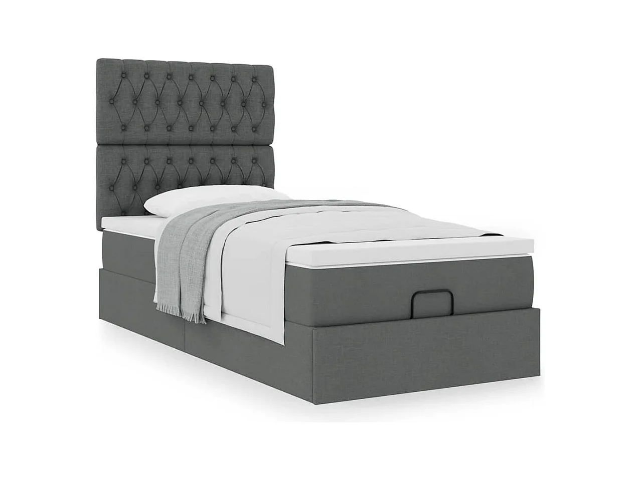 Cadre de lit ottoman avec matelas gris foncé 90x200 cm tissu