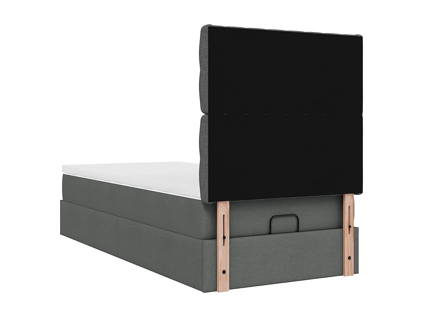 Estructura cama otomana colchón tela gris oscuro 90x200cm