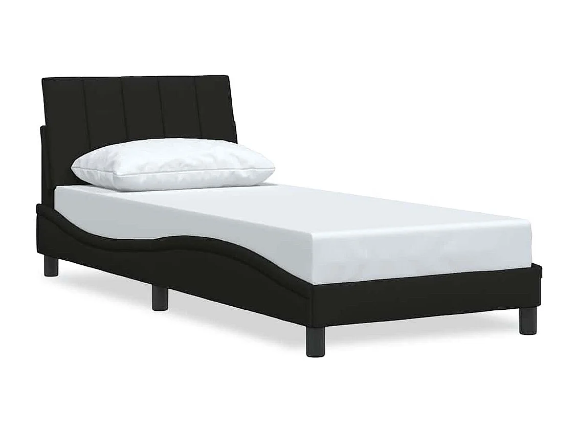 Estrutura de cama sem colchão 90x190 cm tecido preto