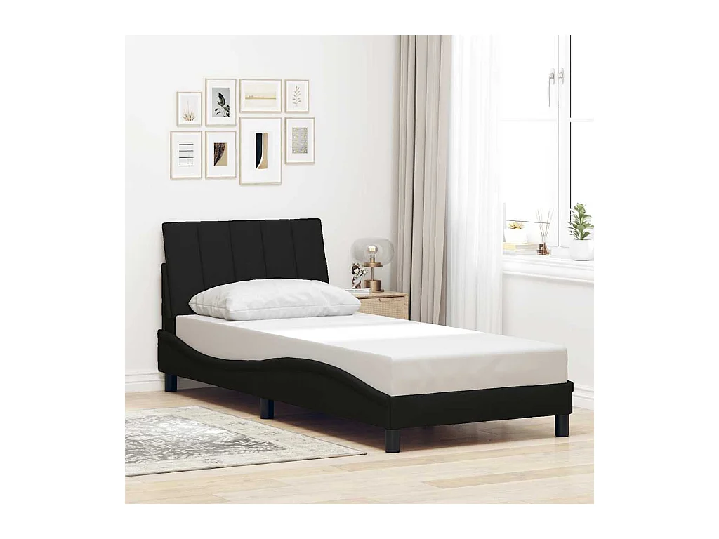 Cadre de lit sans matelas noir 90x190 cm tissu