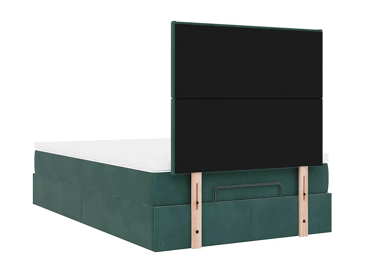 Cadre de lit ottoman avec matelas vert foncé 120x200 cm velours