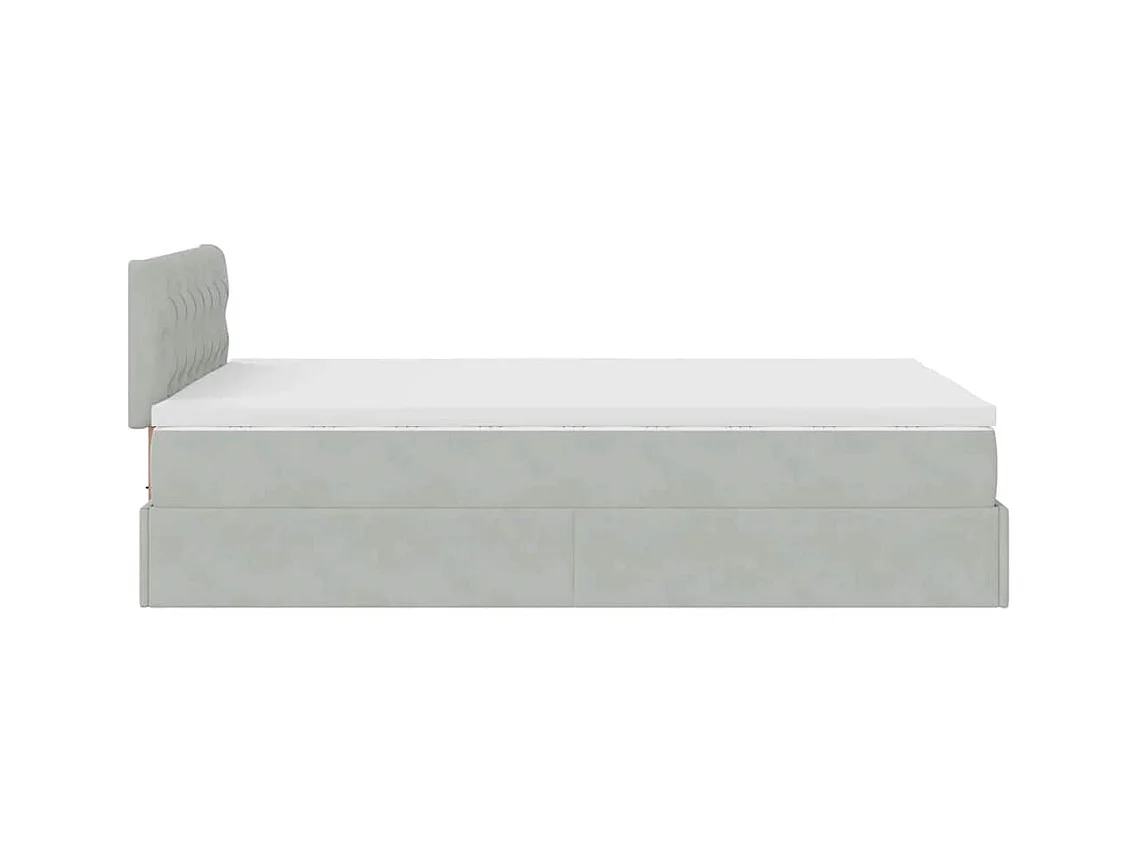 Cadre de lit ottoman et matelas gris clair 120x200 cm velours