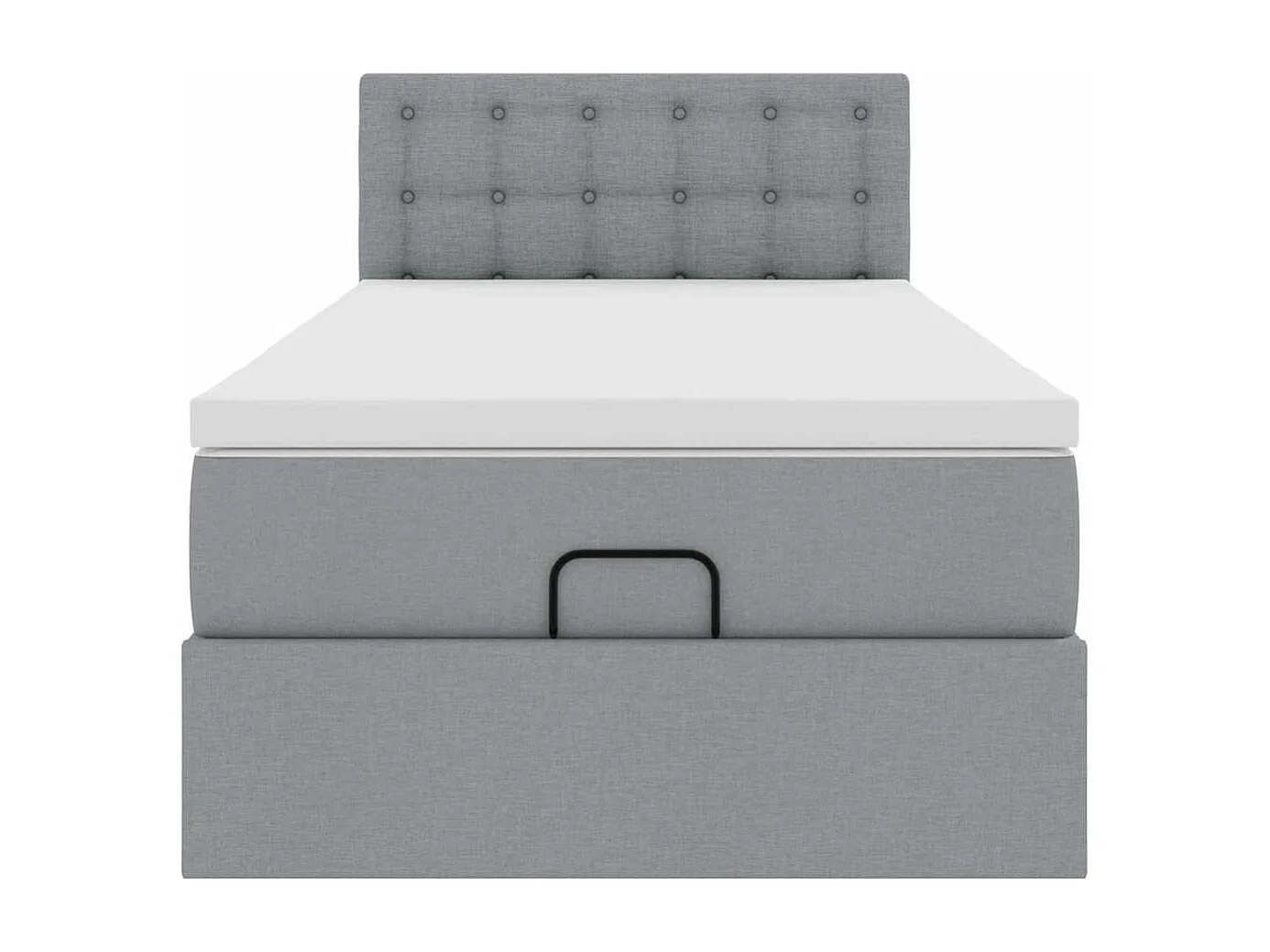 Lit ottoman avec matelas gris clair 100x200 cm tissu
