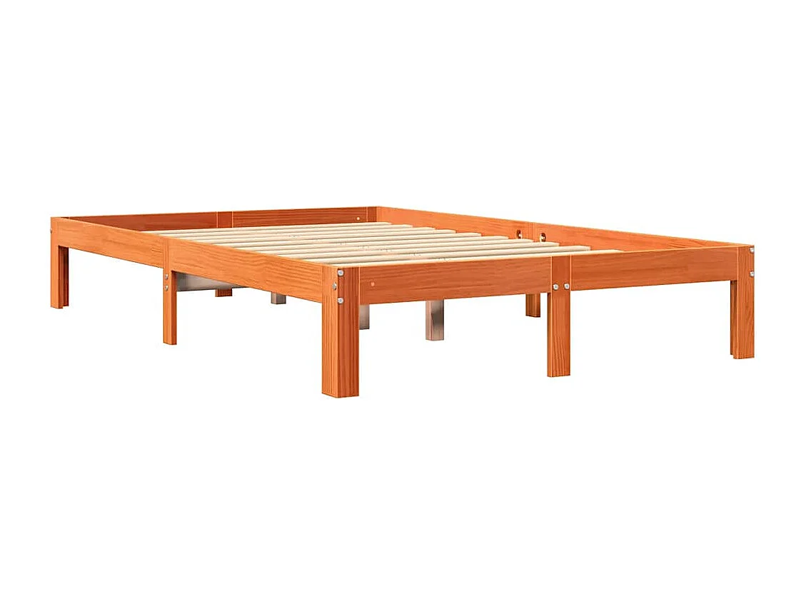 Lit bibliothèque sans matelas cire marron 120x200 cm pin massif