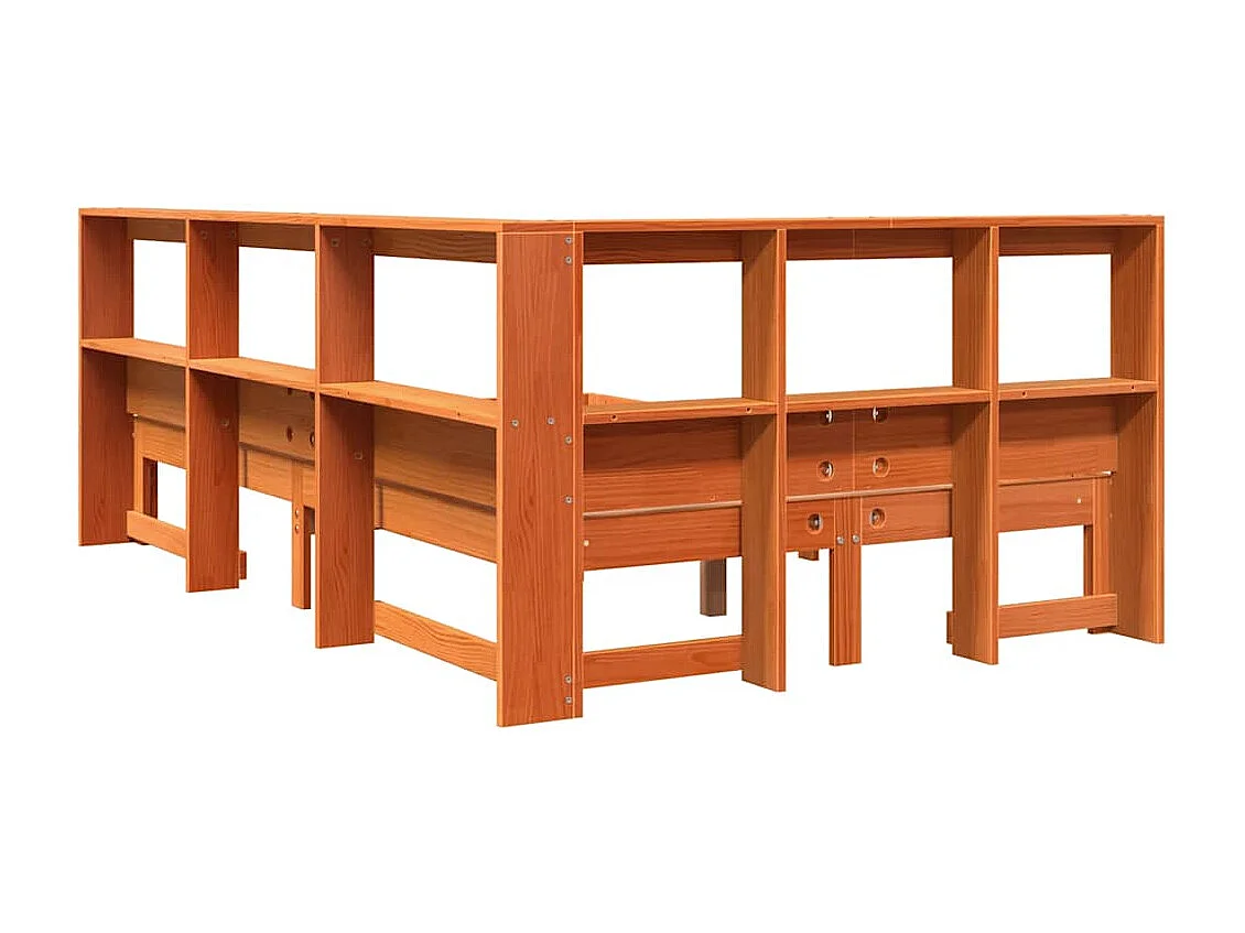 Lit bibliothèque sans matelas cire marron 120x200 cm pin massif