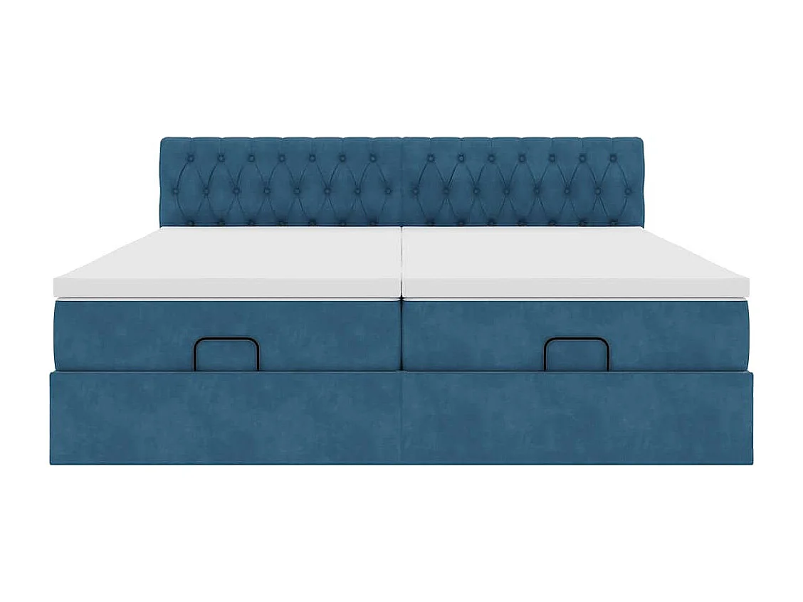 Estrutura cama otomana colchões 180x200 cm veludo azul escuro