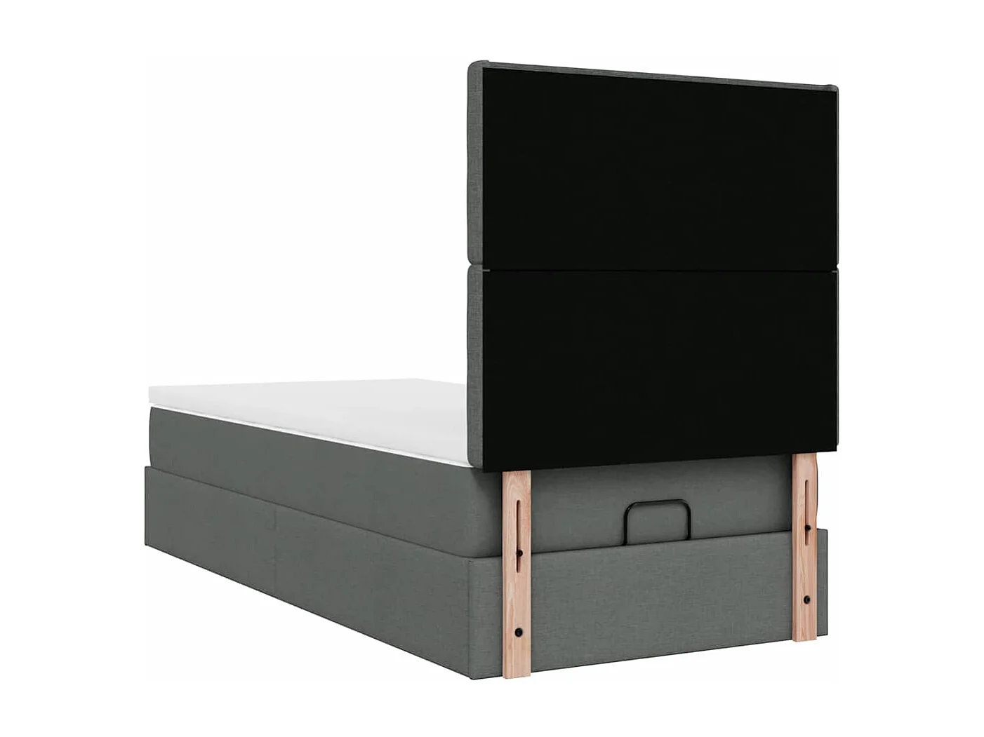Cadre de lit ottoman avec matelas gris foncé 100x200 cm tissu