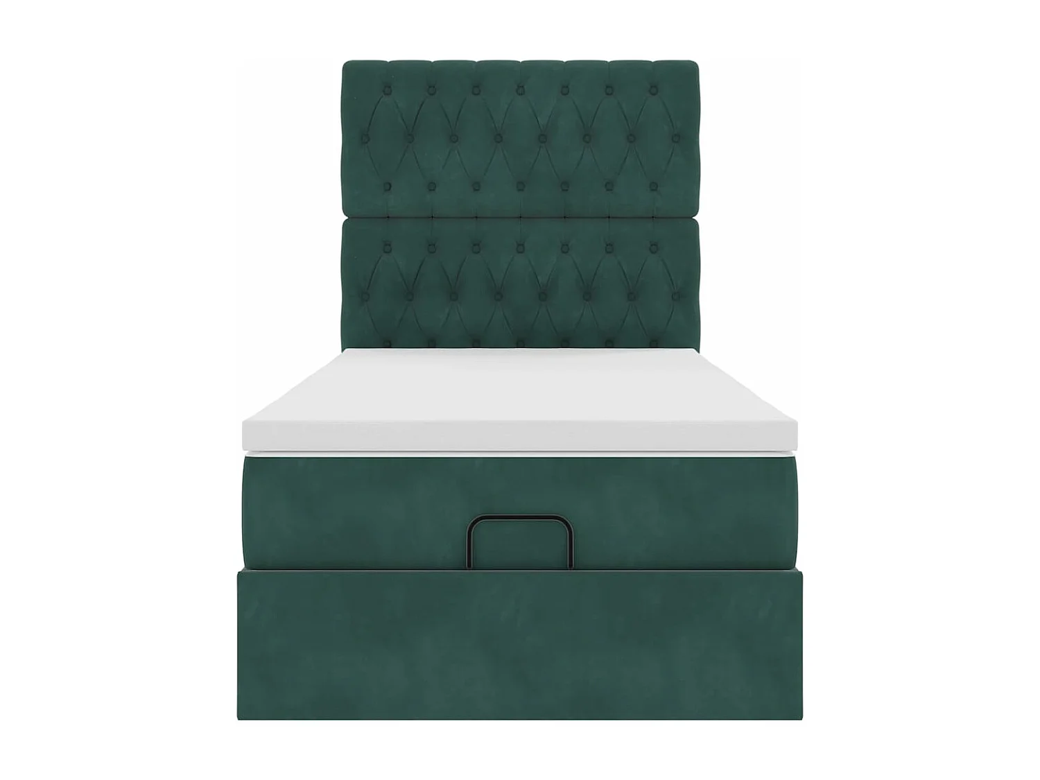 Estructura cama otomana colchones terciopelo verde oscuro