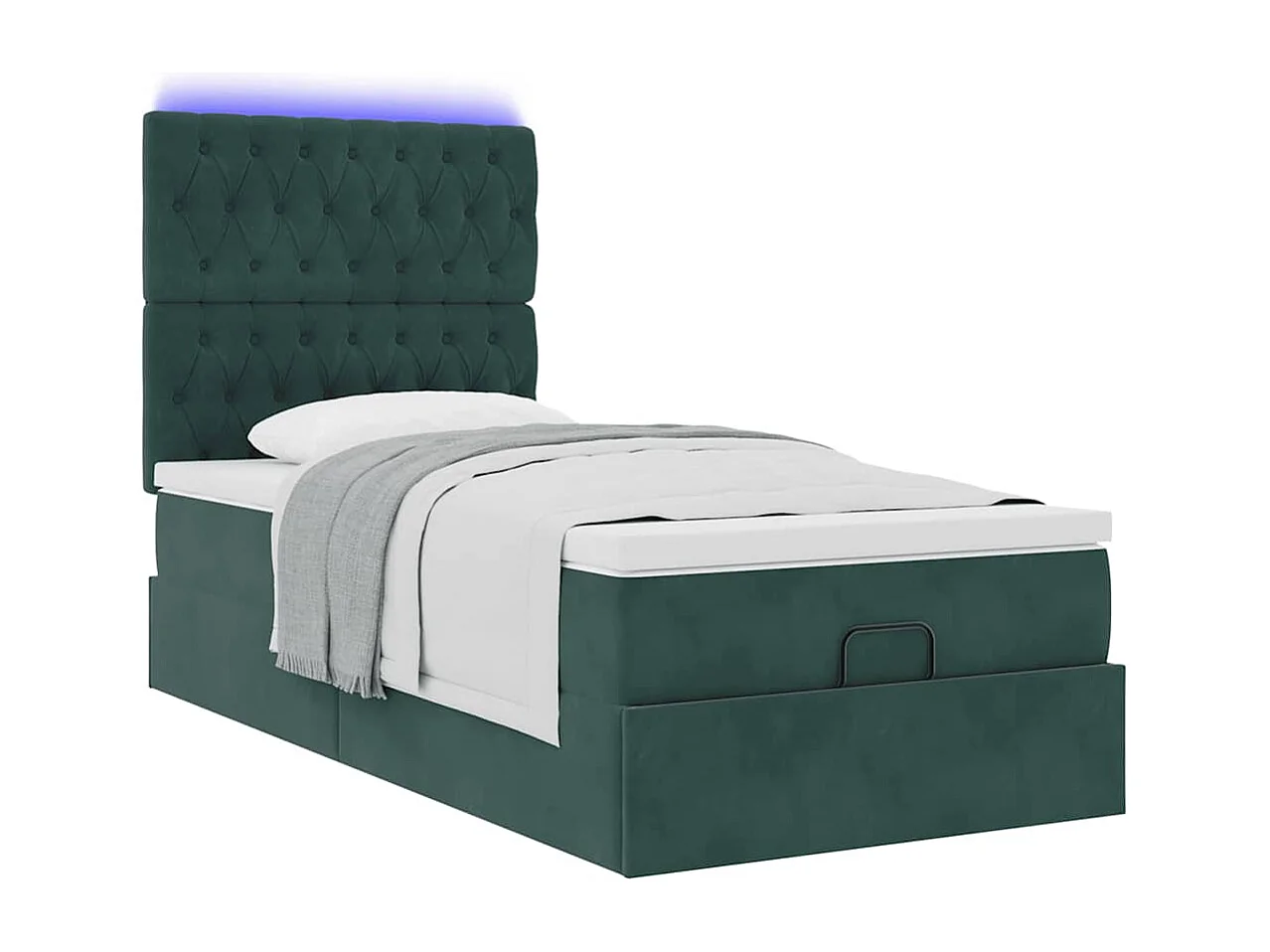 Cadre de lit ottoman avec matelas vert foncé 80x200 cm velours