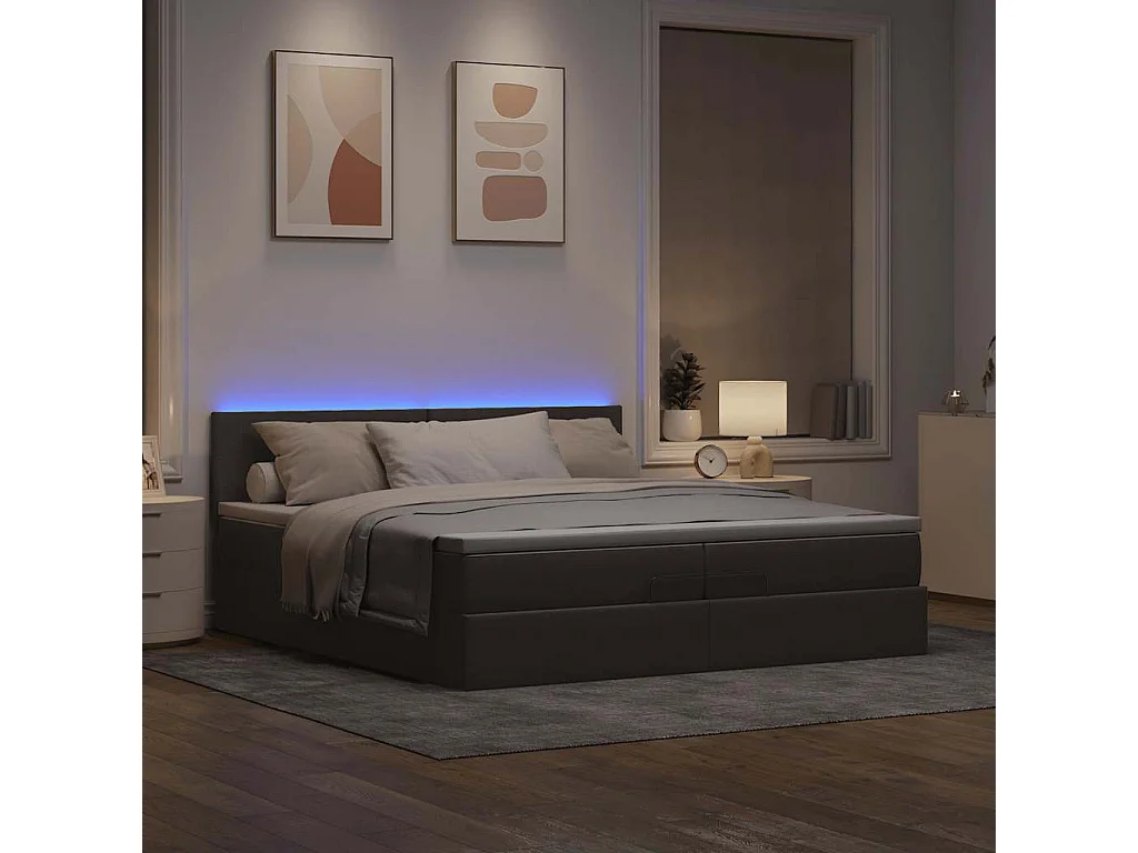 Cadre de lit ottoman avec matelas taupe 200x200cm tissu