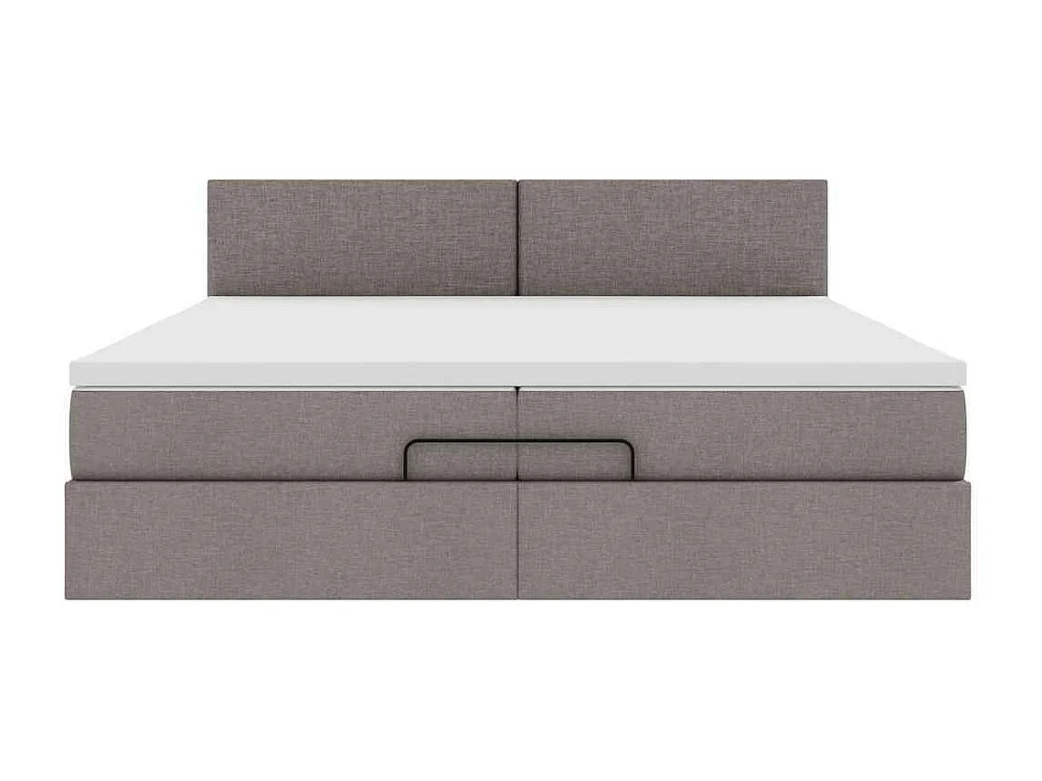 Cadre de lit ottoman avec matelas taupe 200x200cm tissu