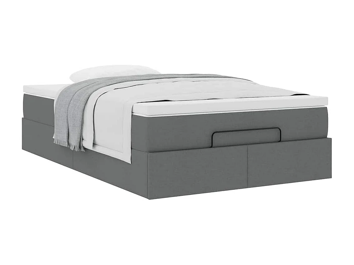 Cadre de lit ottoman avec matelas gris foncé 120x200cm tissu