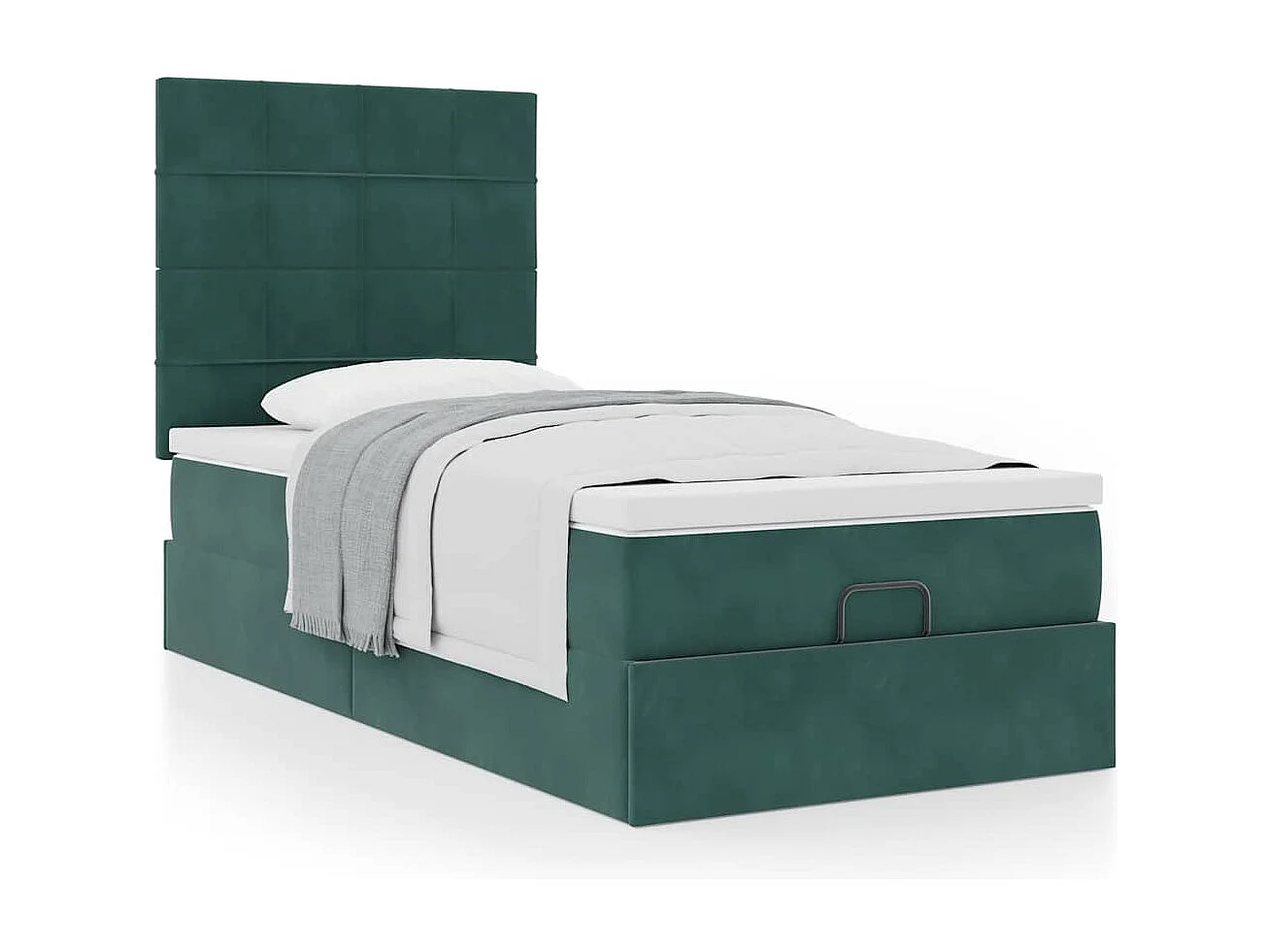 Estrutura de cama otomana colchões 90x200cm veludo verde escuro