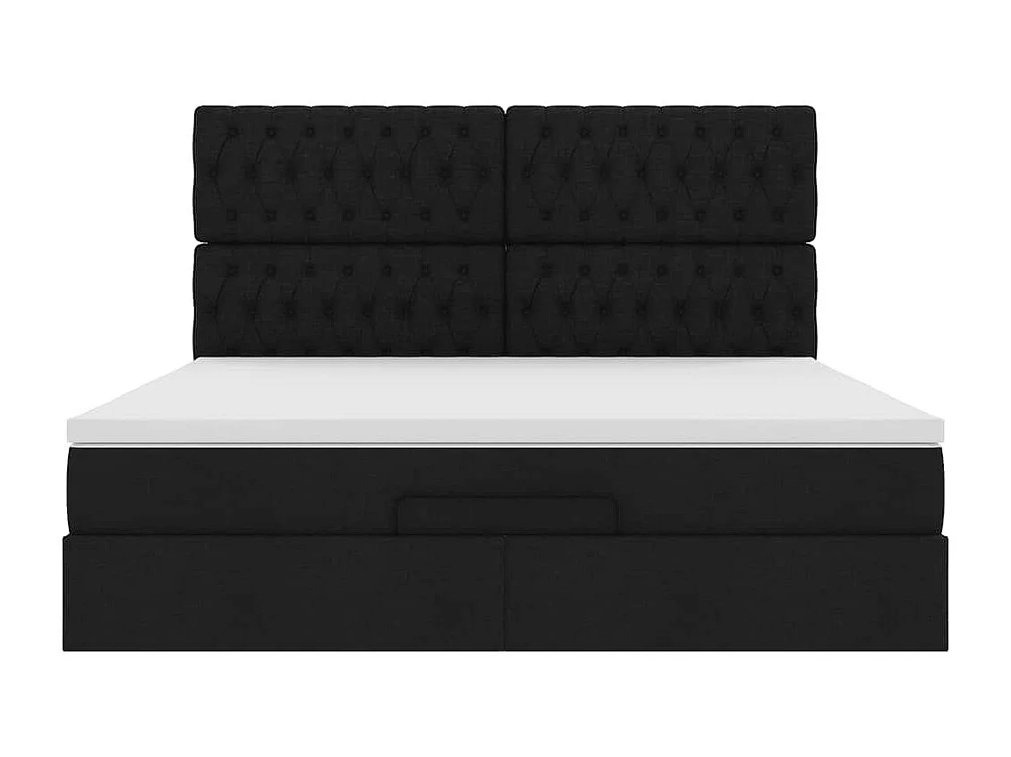 Cadre de lit ottoman avec matelas noir 160x200 cm tissu