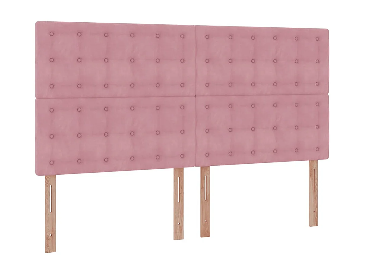 Cadre de lit ottoman avec matelas rose 200x200 cm velours