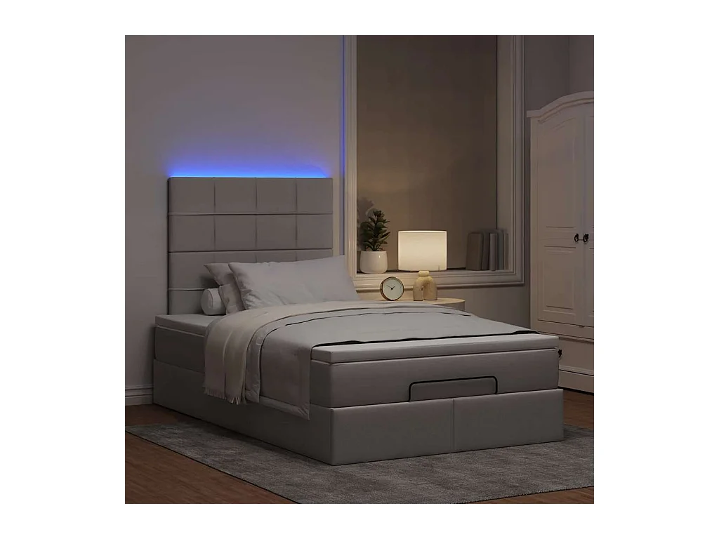 Cadre de lit ottoman avec matelas taupe 120x190 cm tissu