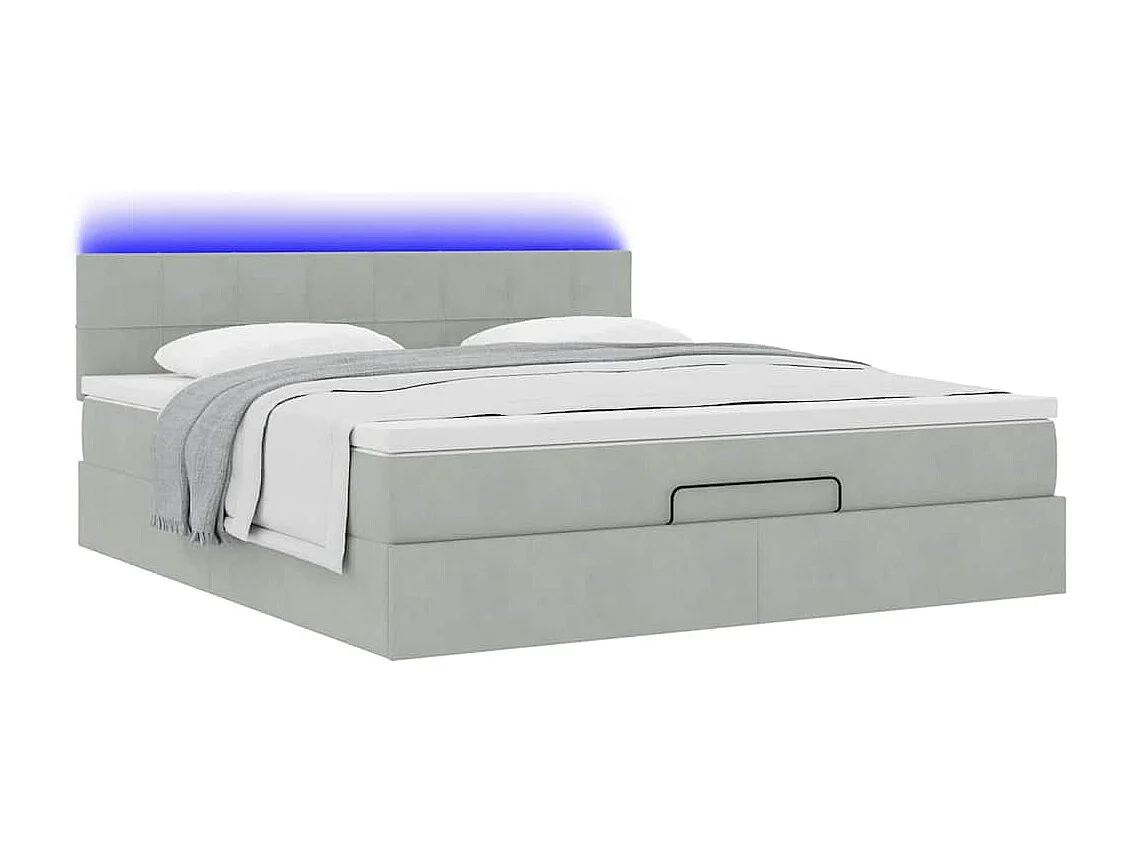 Ottoman bed met matras en LED's 180x200cm fluweel lichtgrijs