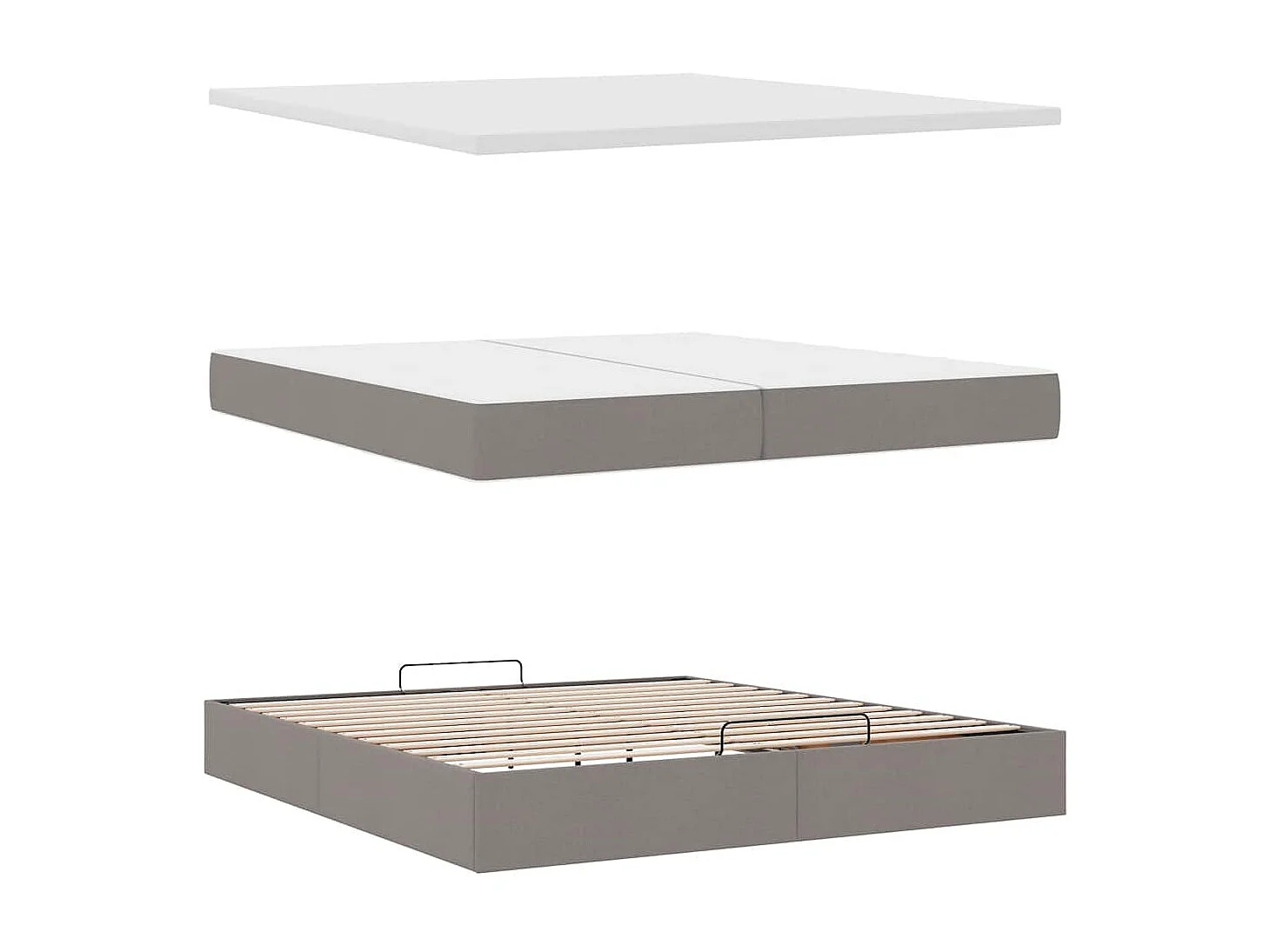 Estructura cama otomana colchones tela marrón oscuro 200x200cm