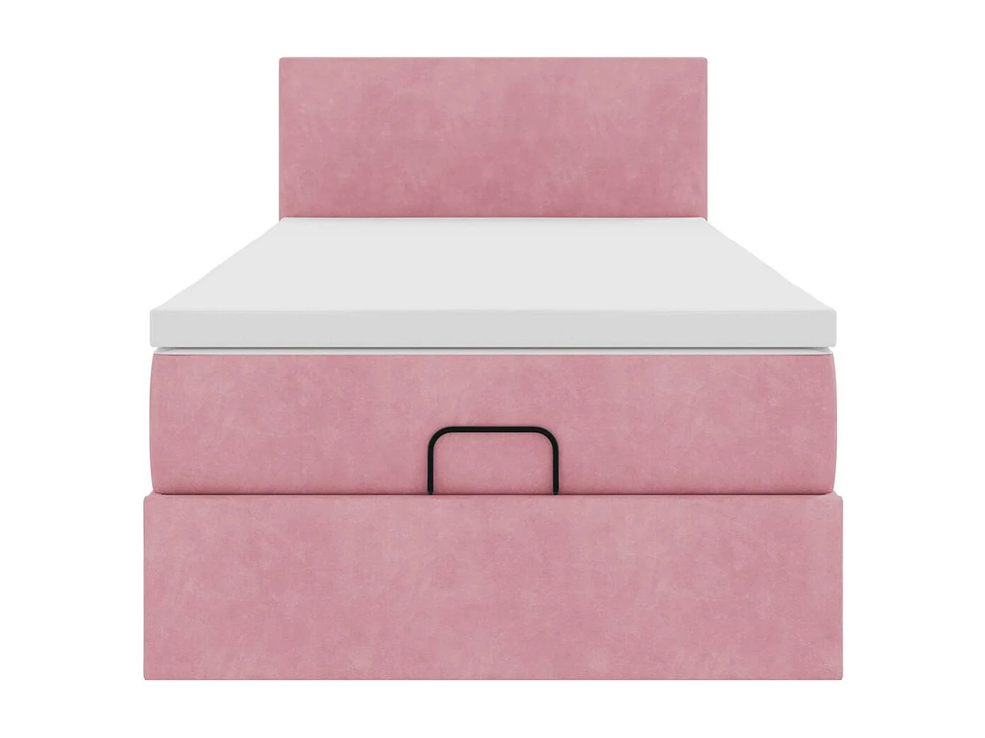 Cadre de lit ottoman avec matelas rose 90x200 cm velours