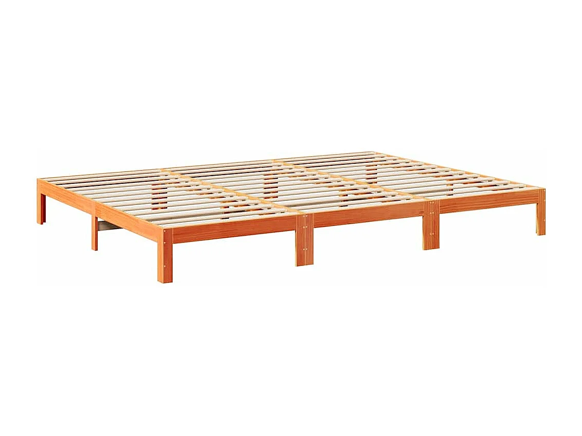 Cadre de lit familial sans matelas marron ciré 270x200 cm