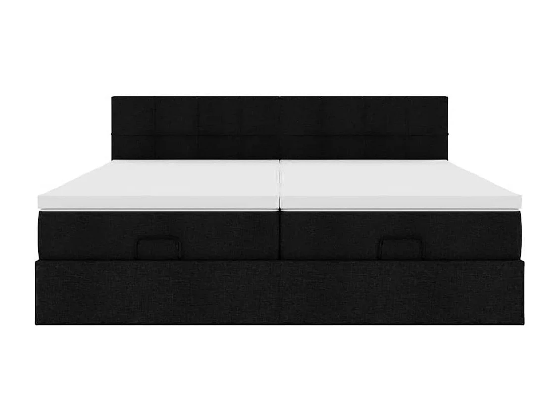 Cadre de lit ottoman avec matelas noir 180x200cm tissu