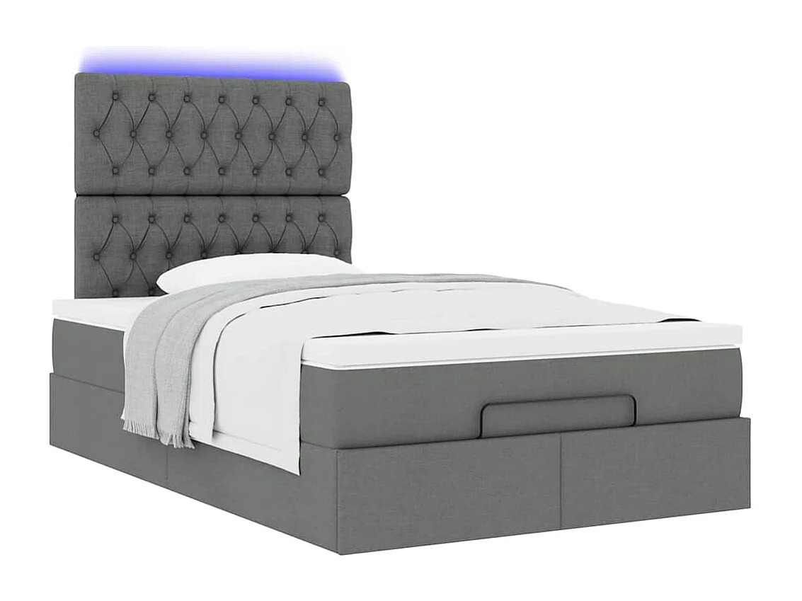 Cadre de lit ottoman avec matelas gris foncé 120x200cm tissu