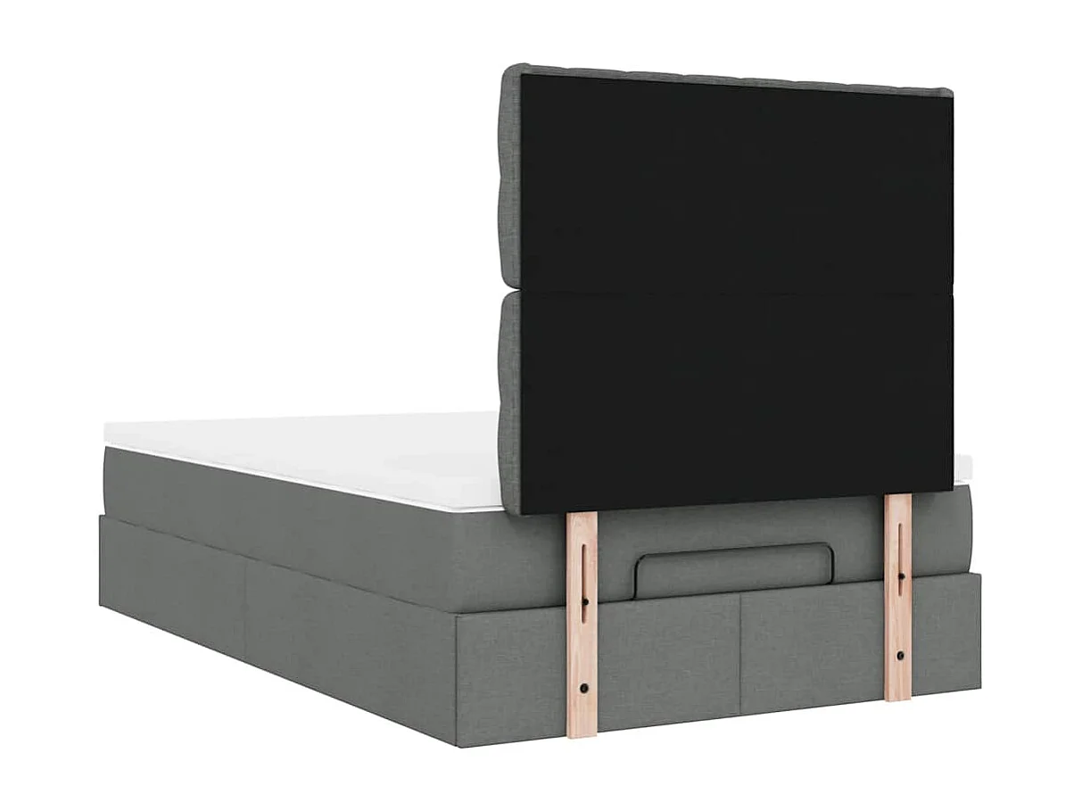 Cadre de lit ottoman avec matelas gris foncé 120x200cm tissu