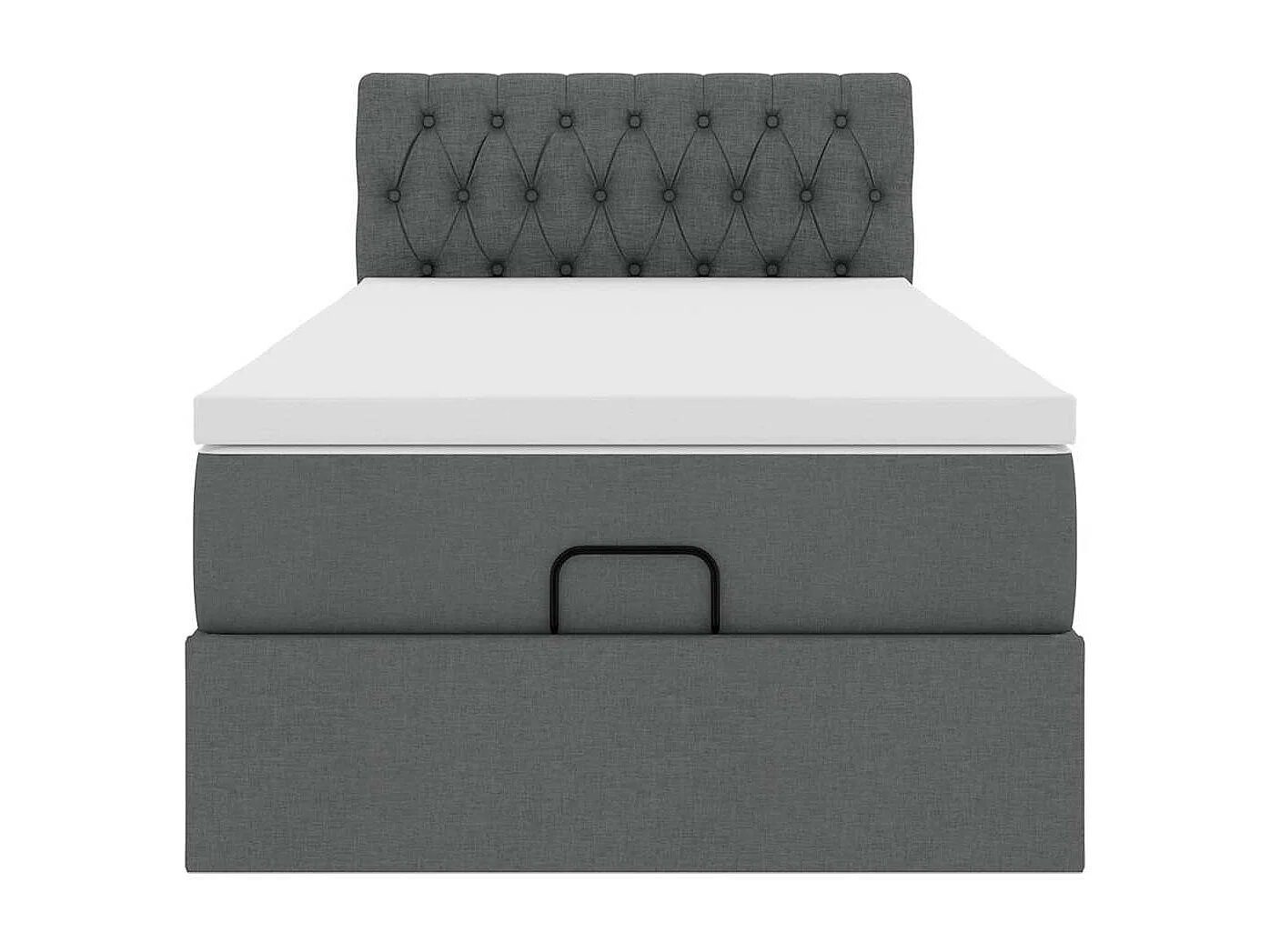 Cadre de lit ottoman avec matelas gris foncé 80x200 cm tissu