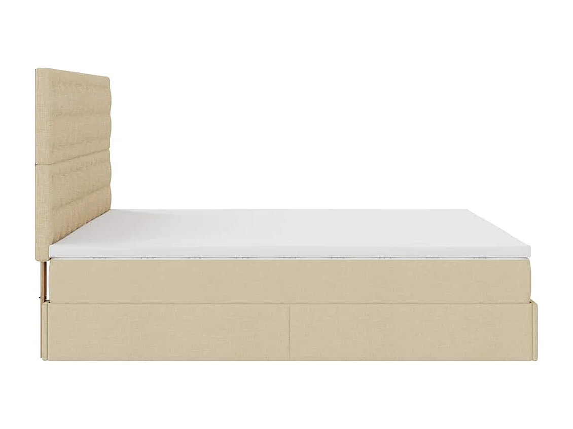 Cadre de lit ottoman avec matelas crème 180x200 cm tissu