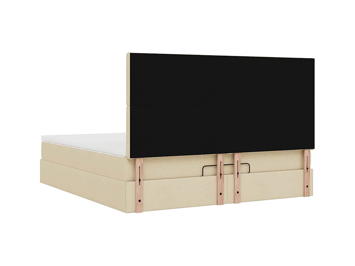 Estructura de cama otomana con colchón tela crema 180x200cm