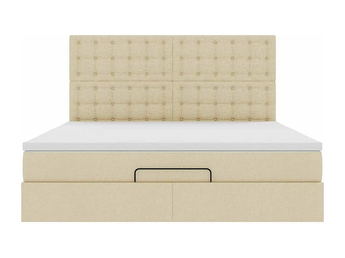 Cadre de lit ottoman avec matelas crème 180x200 cm tissu