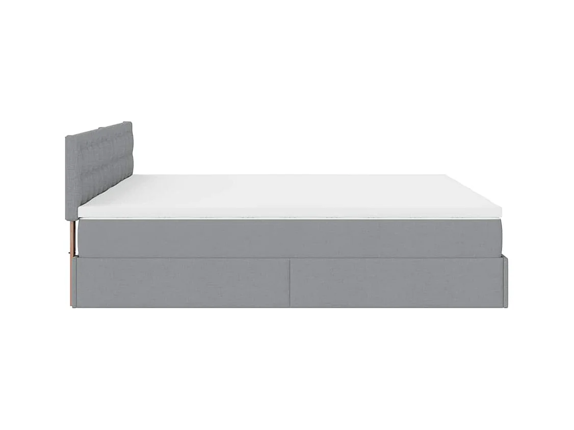 Cadre de lit ottoman et matelas gris clair 160x200cm tissu