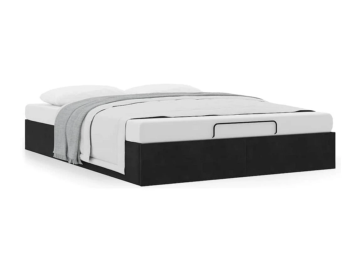 Cadre de lit ottoman sans matelas noir 140x200 cm velours