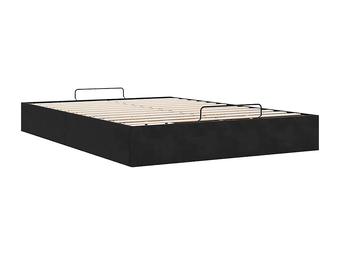 Cadre de lit ottoman sans matelas noir 140x200 cm velours