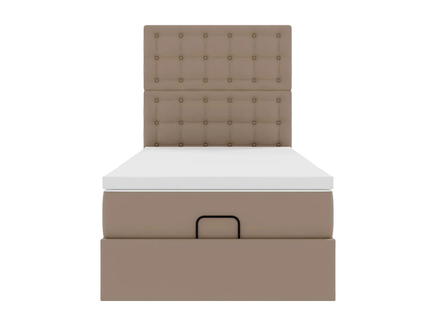 Cadre de lit ottoman et matelas cappuccino 90x190 cm similicuir