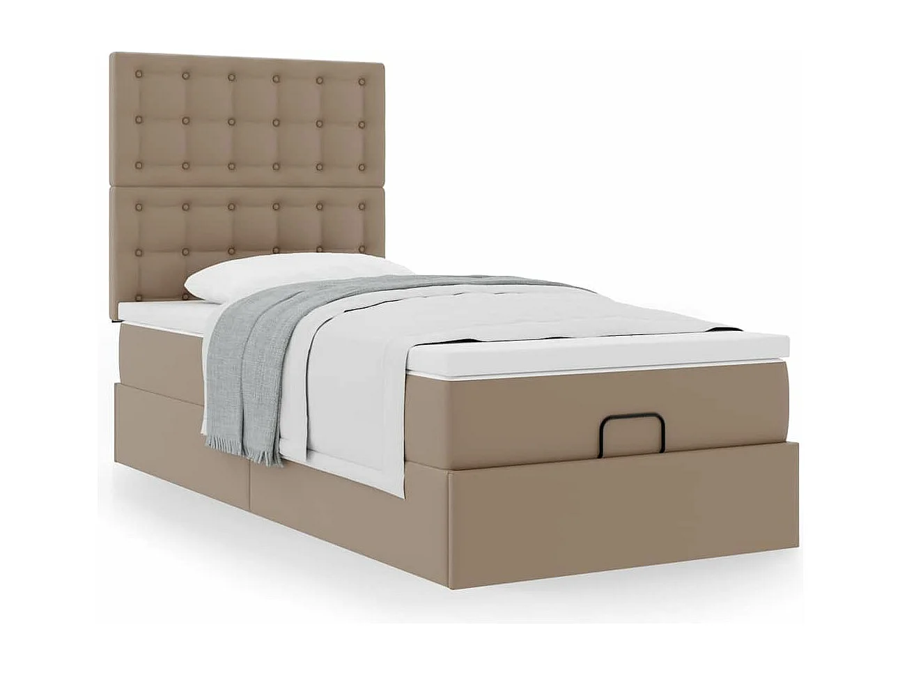 Cadre de lit ottoman et matelas cappuccino 90x190 cm similicuir