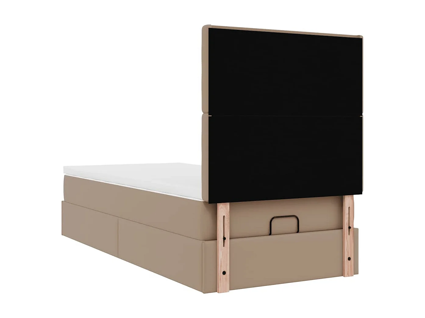 Cadre de lit ottoman et matelas cappuccino 90x190 cm similicuir