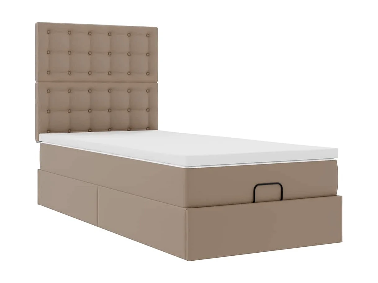 Estructura cama otomana colchón cuero sintético cappucino