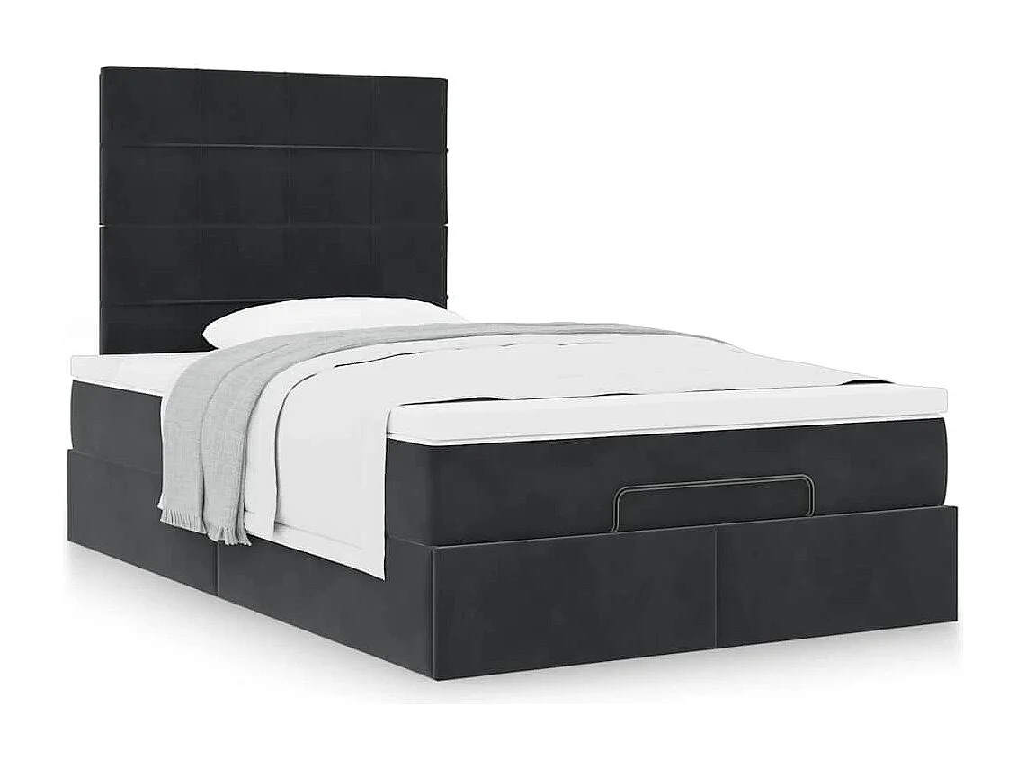 Estrutura de cama otomana com colchões preto 120x190 cm Veludo