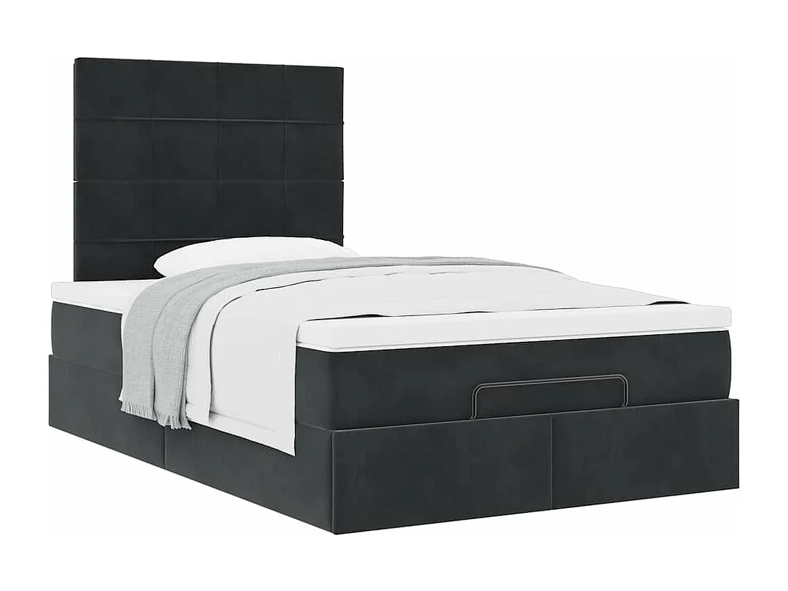 Estrutura de cama otomana com colchões preto 120x190 cm Veludo