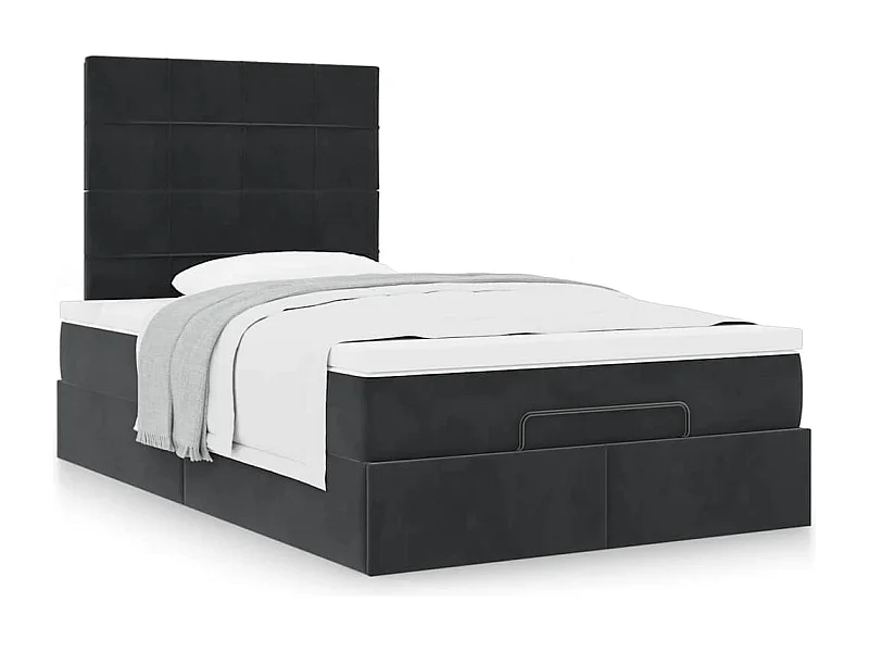 Estrutura de cama otomana com colchões preto 120x190 cm Veludo