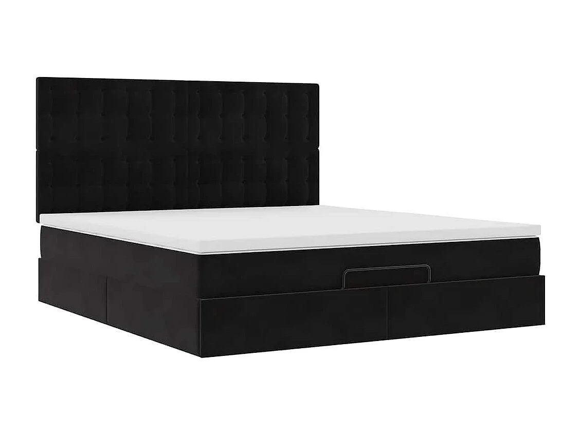 Cadre de lit ottoman avec matelas noir 160x200 cm velours