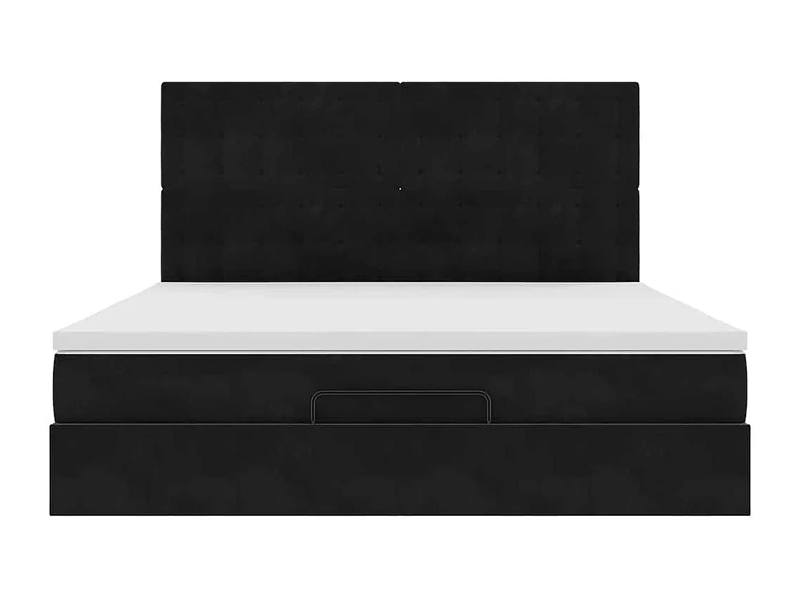 Cadre de lit ottoman avec matelas noir 160x200 cm velours