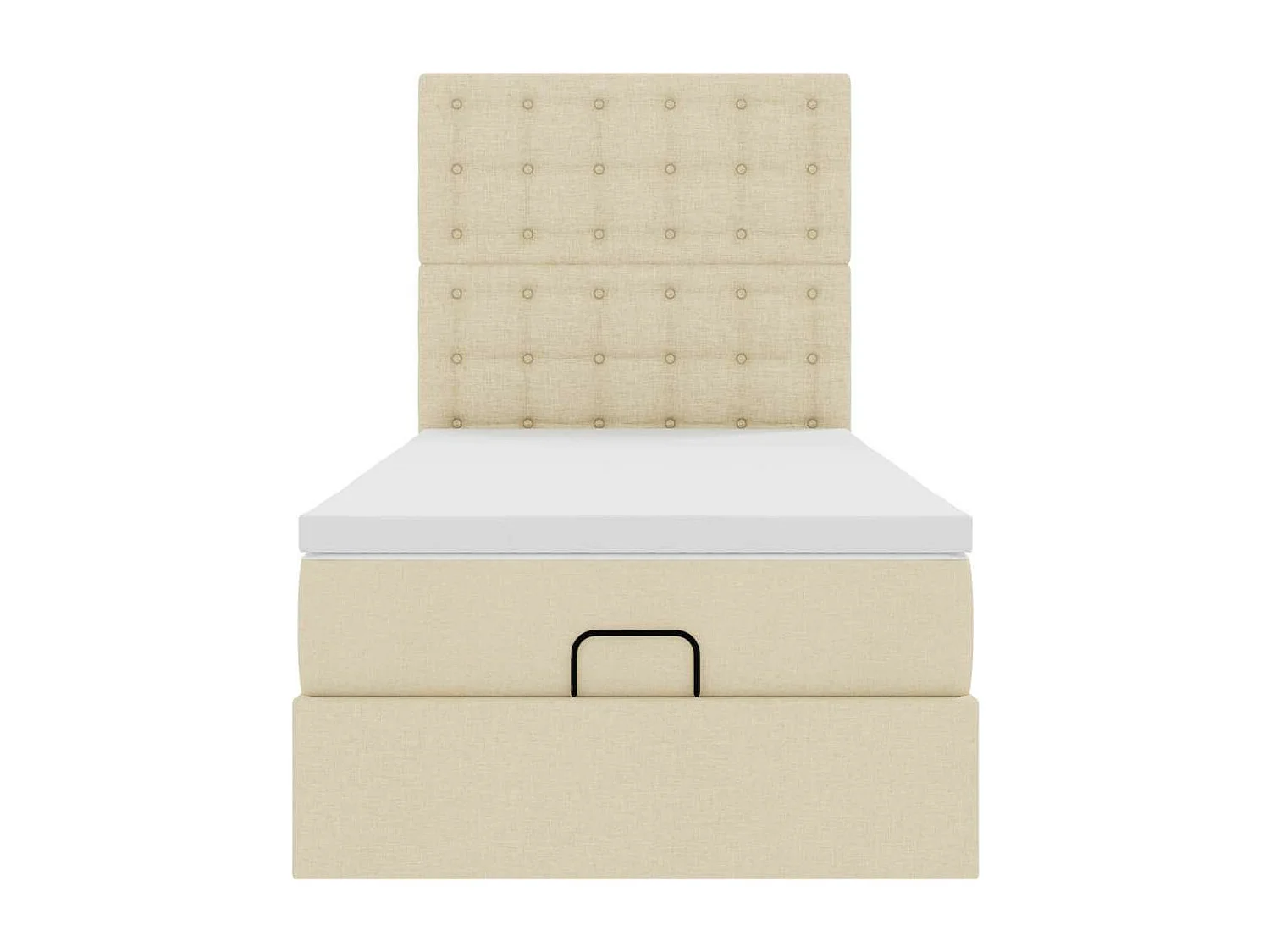 Estrutura de cama otomana com creme de colchão 90x200cm tecido