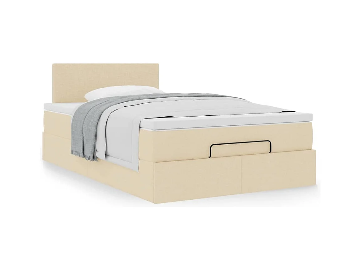 Cadre de lit ottoman avec matelas crème 120x200cm tissu