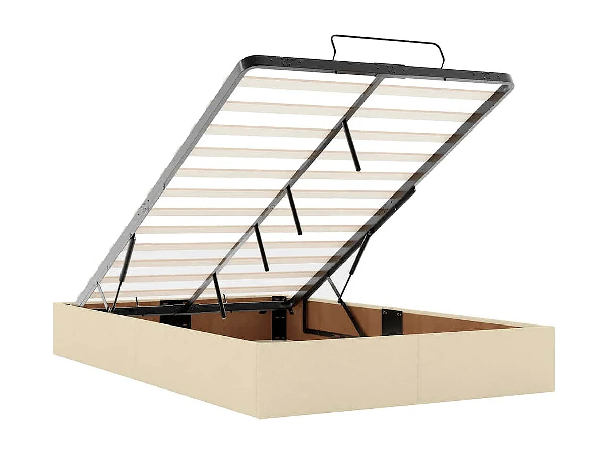 Cadre de lit ottoman avec matelas crème 120x200cm tissu