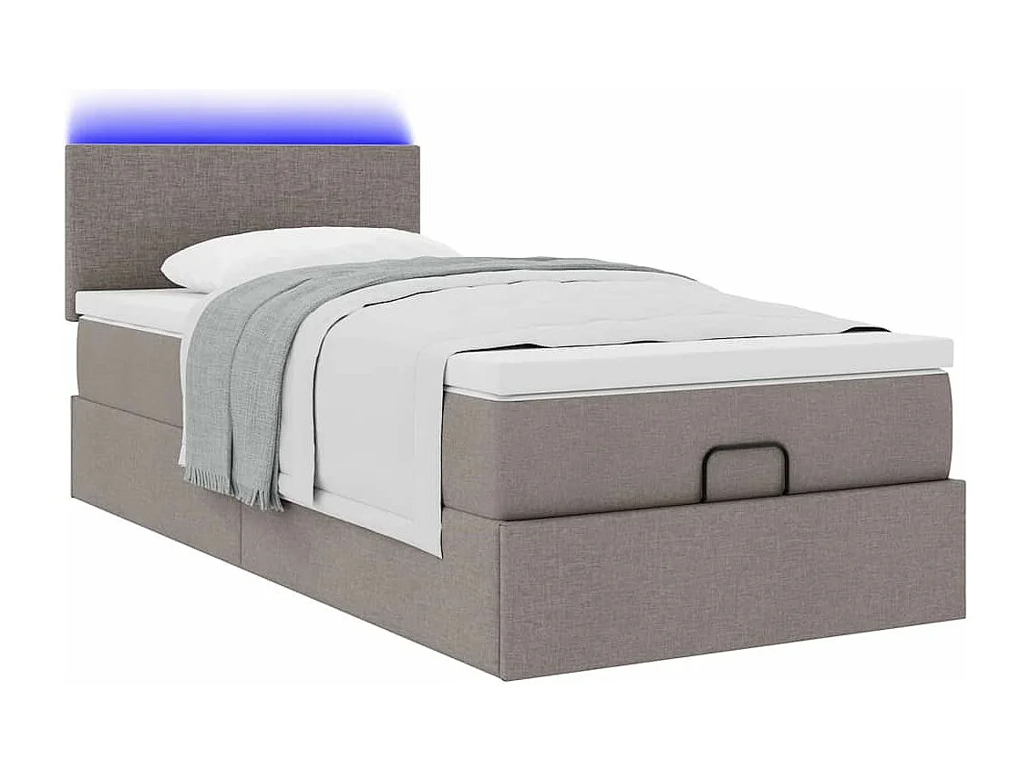 Cadre de lit ottoman avec matelas taupe 80x200 cm tissu